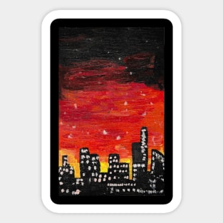 Beautiful Orange and Black Cityscape Art Sticker